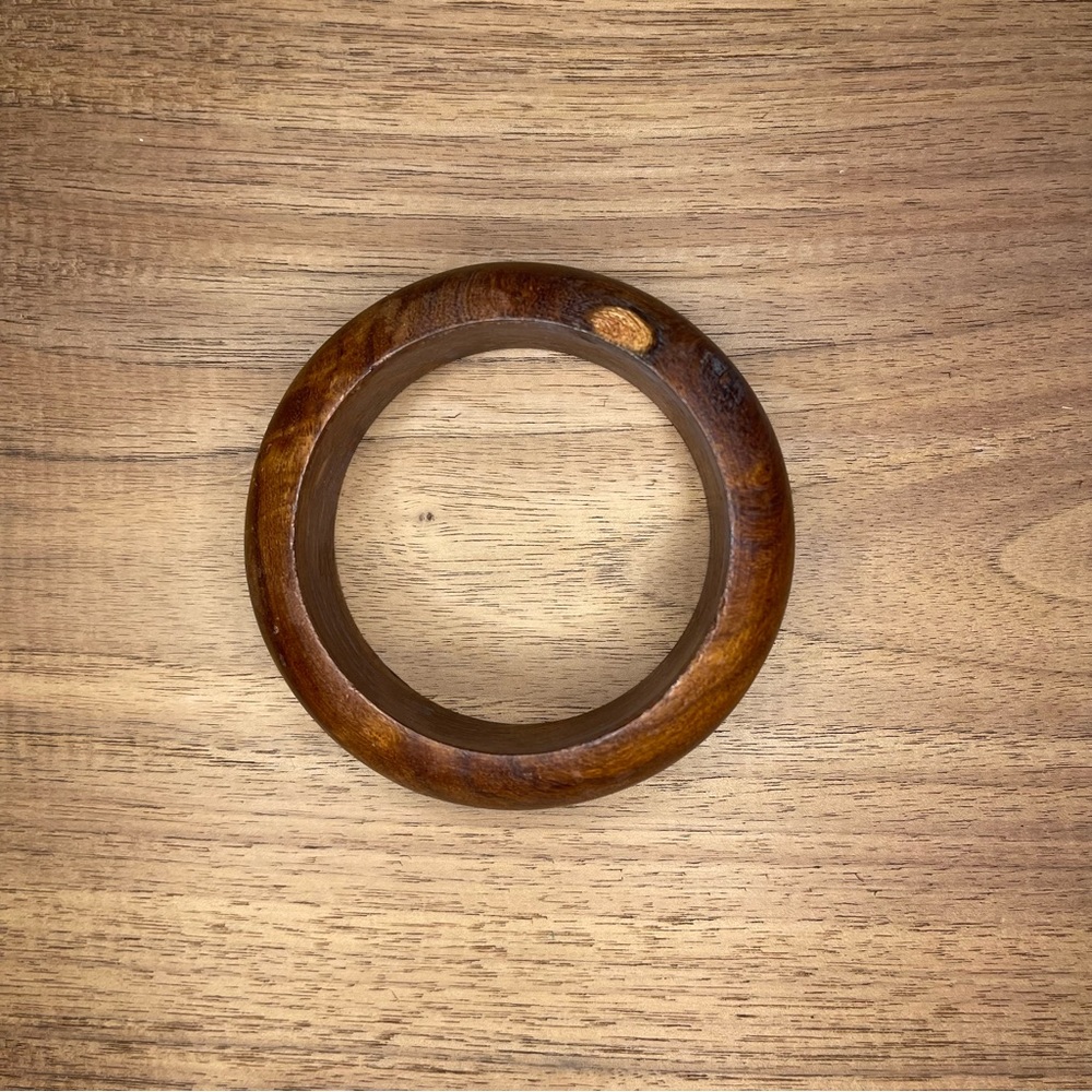 Vintage Wooden Bangle with Gold Detail